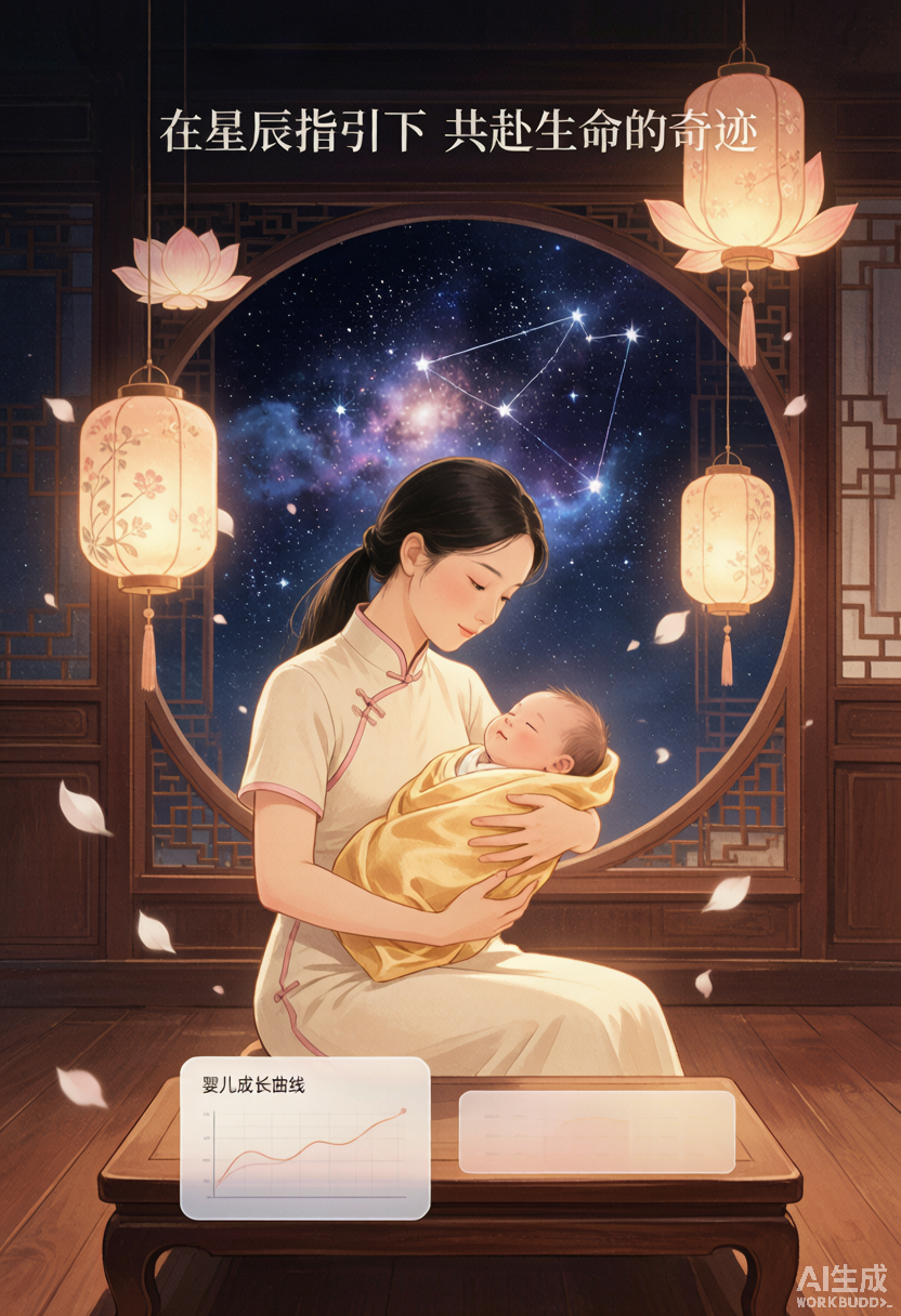 常至宝况：母婴在星辰环绕的温暖房间